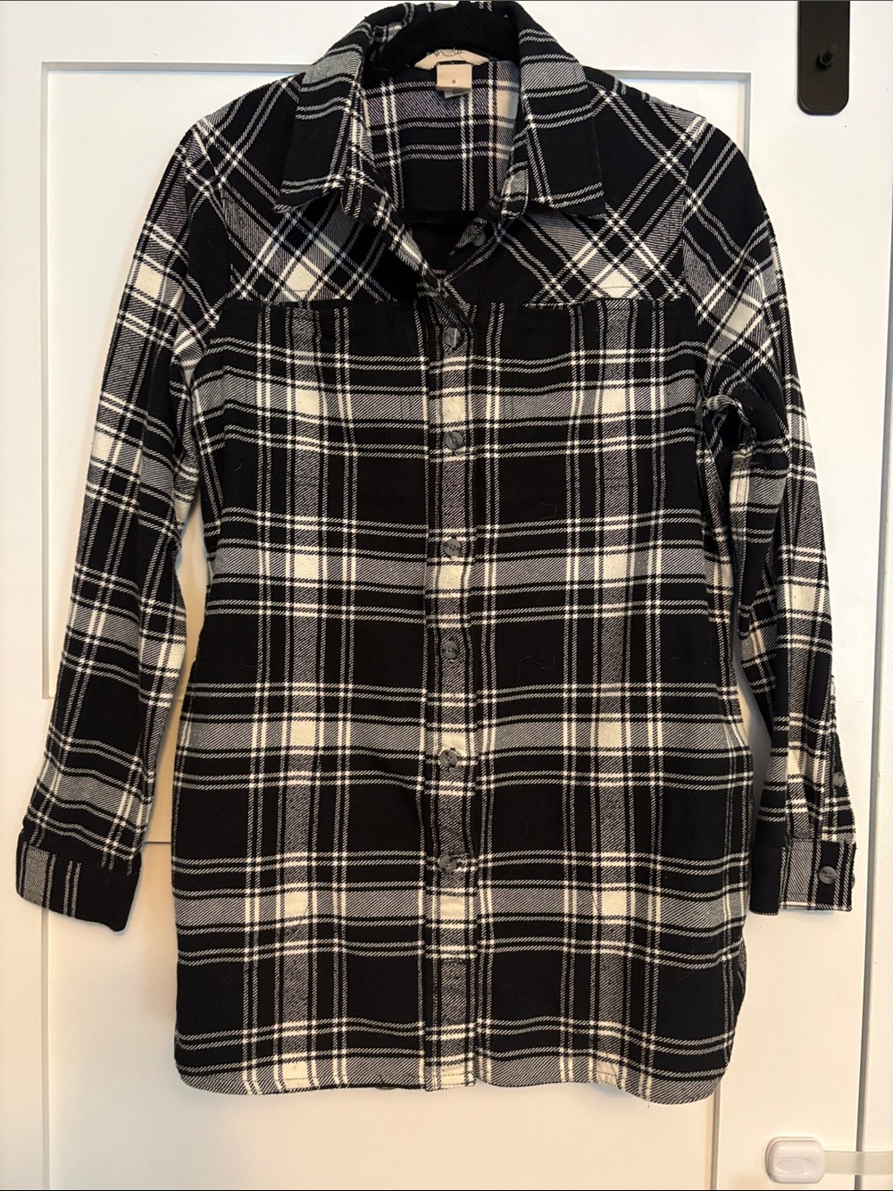 Duluth Trading Co Black and White Plaid Button-Down Shirt Jacket
